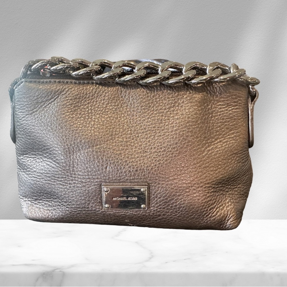 Michael Kors Pewter Leather Pochette NWOT